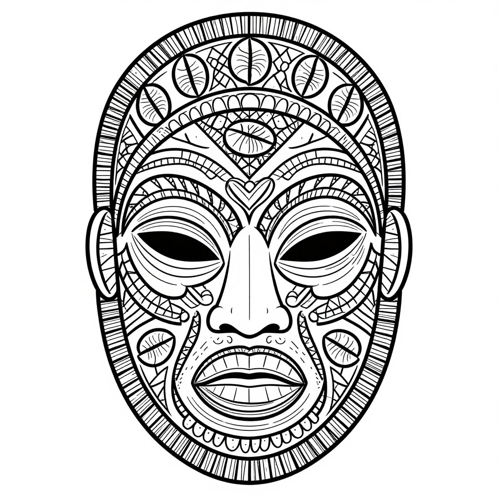 Tribal Mask - free printable coloring page
