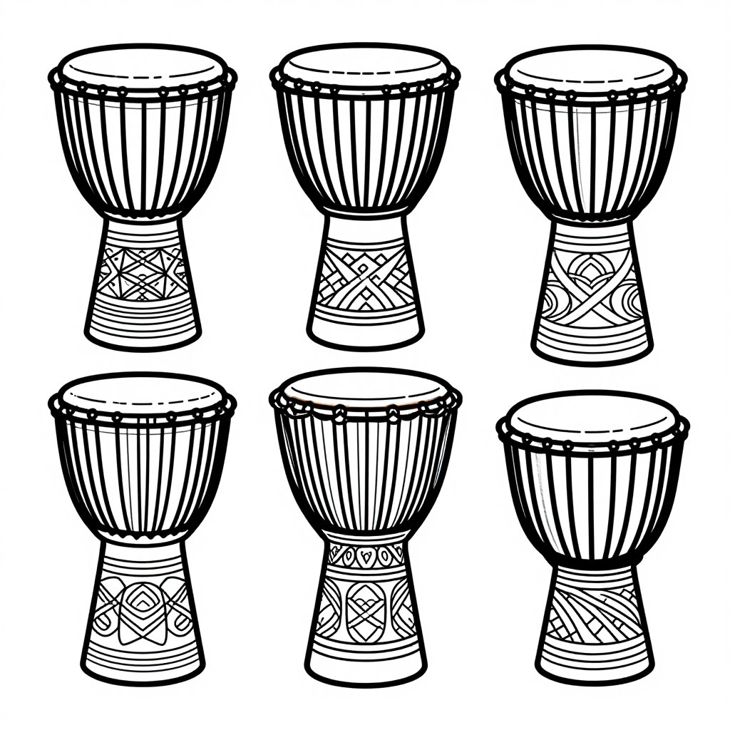 African Drums - free printable coloring page