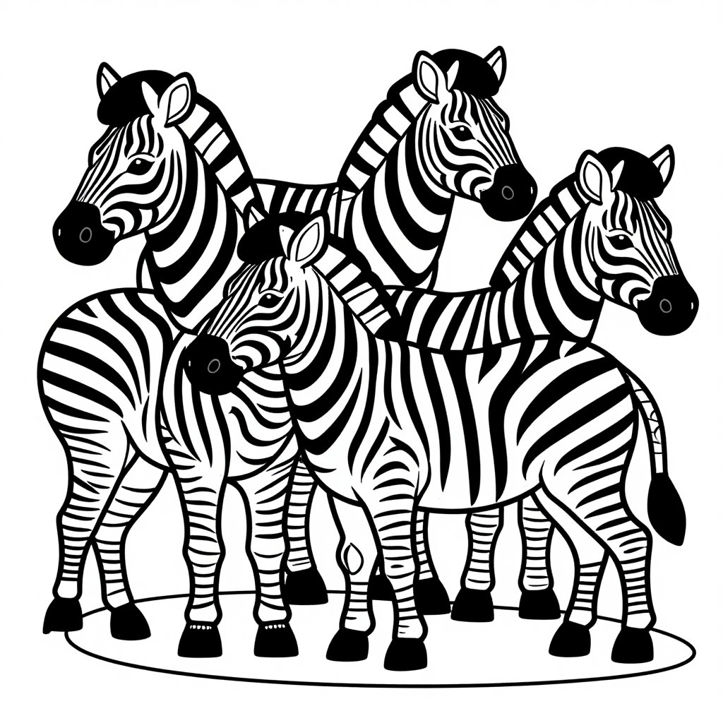 Zebra Herd - free printable coloring page