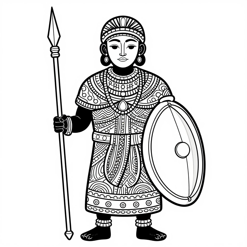 Maasai Warrior - free printable coloring page