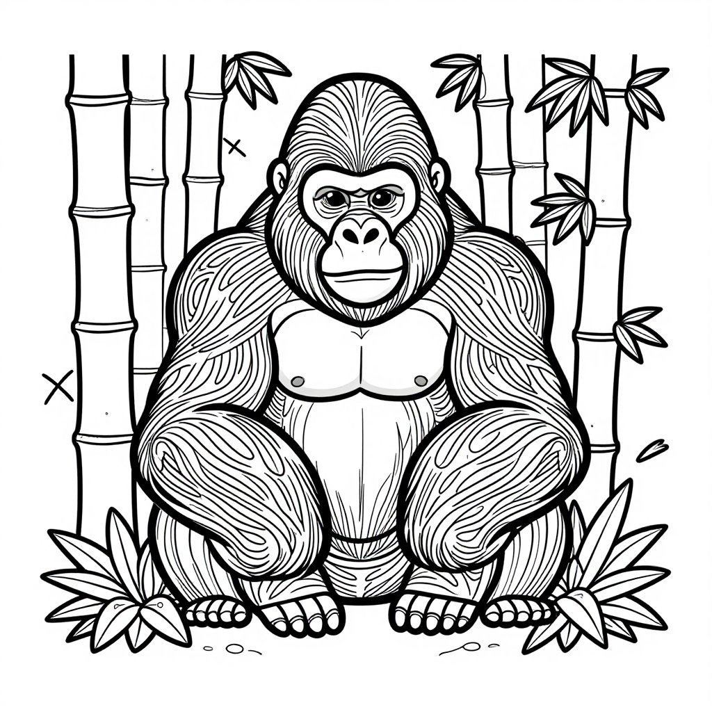 Gorilla Mountain - free printable coloring page