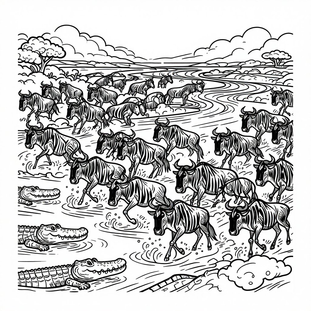 Market Scene - free printable coloring page