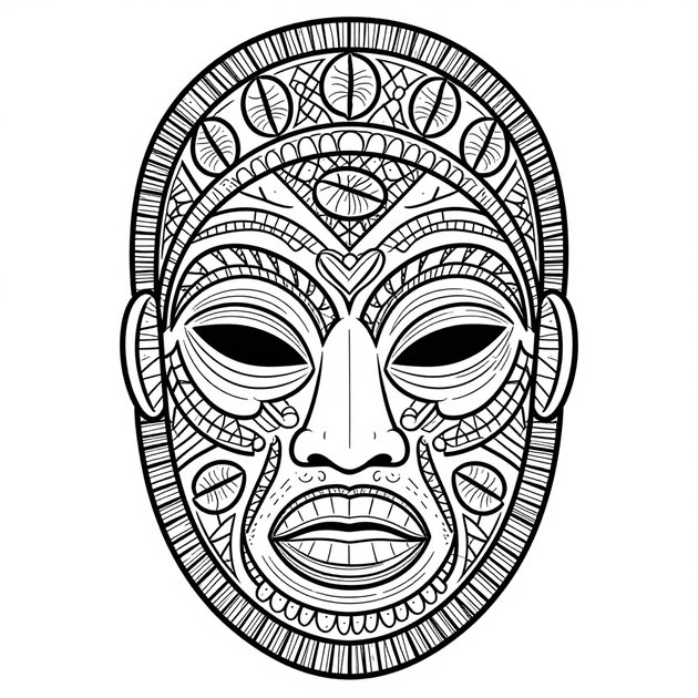 Tribal Mask - Free printable coloring page