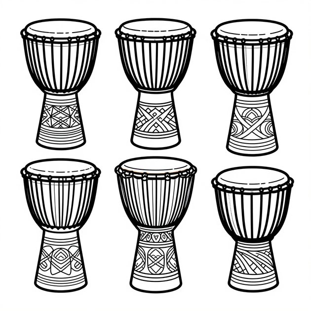 African Drums - Free printable coloring page
