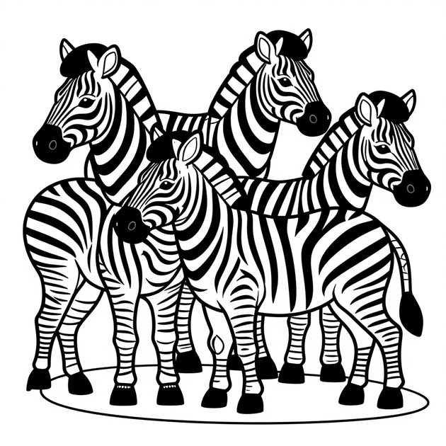 Zebra Herd - Free printable coloring page
