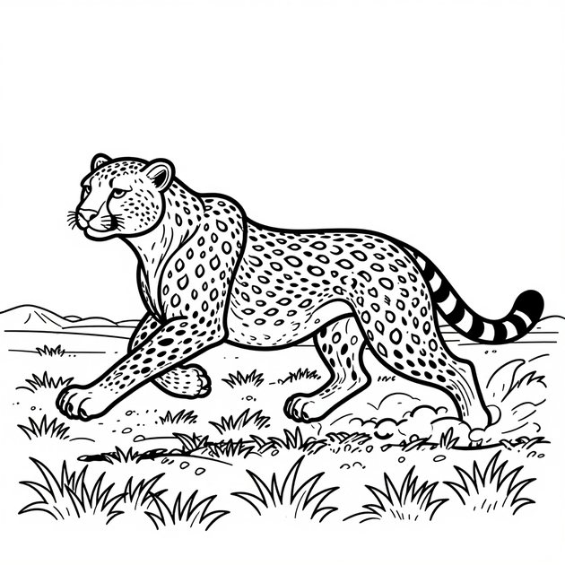 Cheetah Hunt - Free printable coloring page