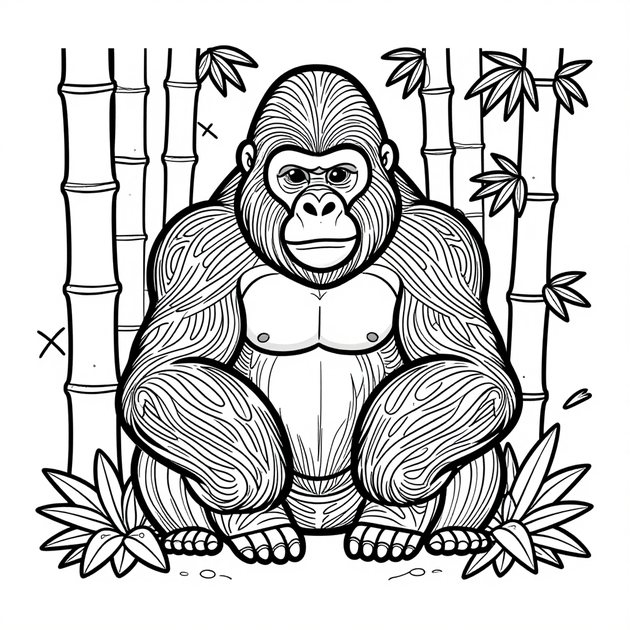 Gorilla Mountain - Free printable coloring page