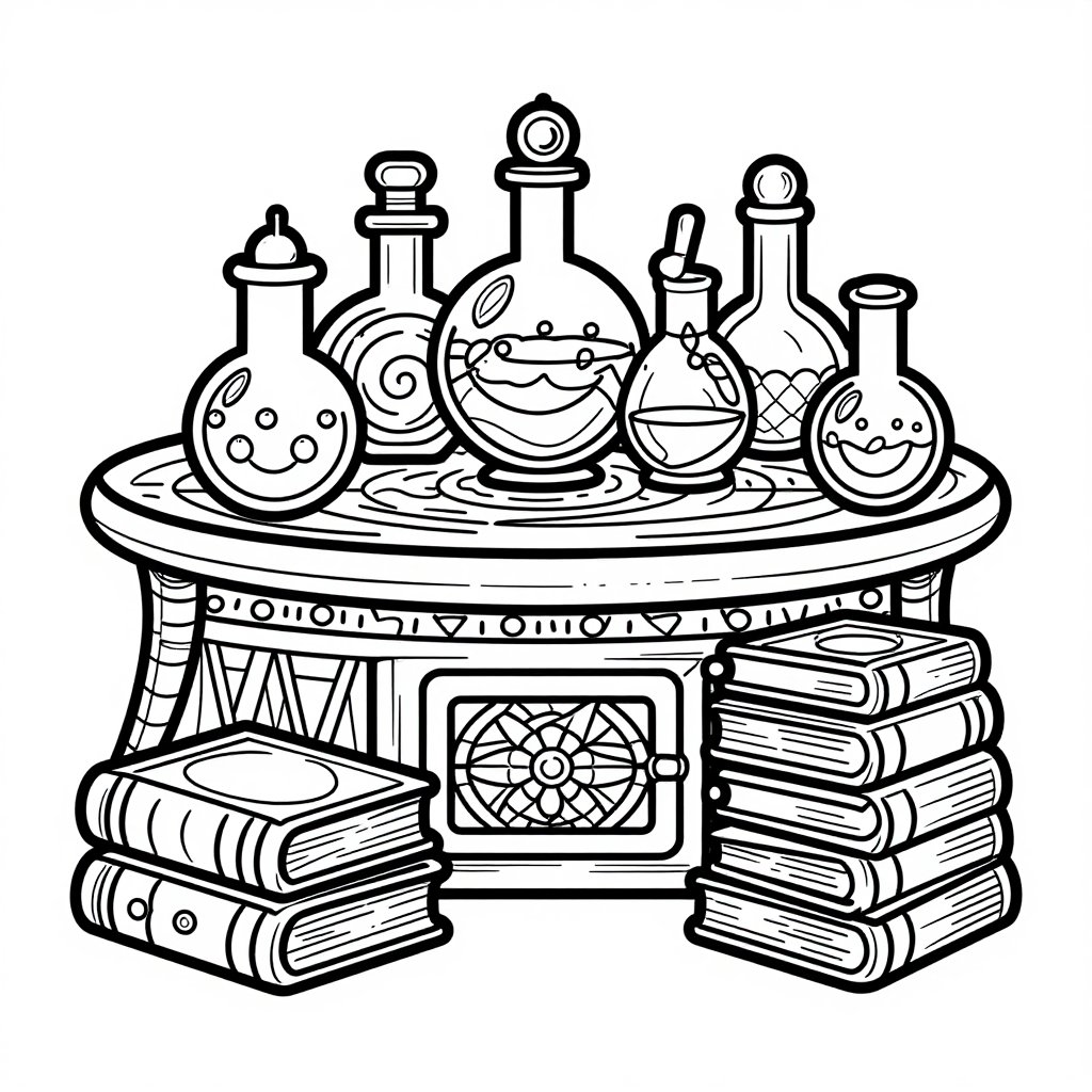 Cluttered Bench - free printable coloring page