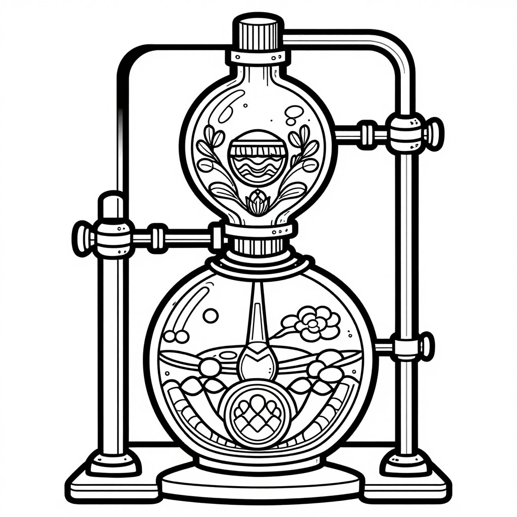 Distillation - free printable coloring page