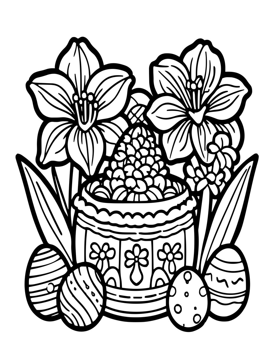 Easter Arrangement - free printable coloring page