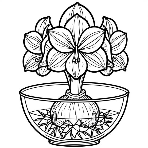 Red Amaryllis - Free printable coloring page