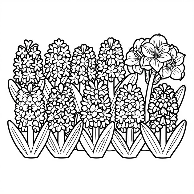 Stripe Amaryllis - Free printable coloring page