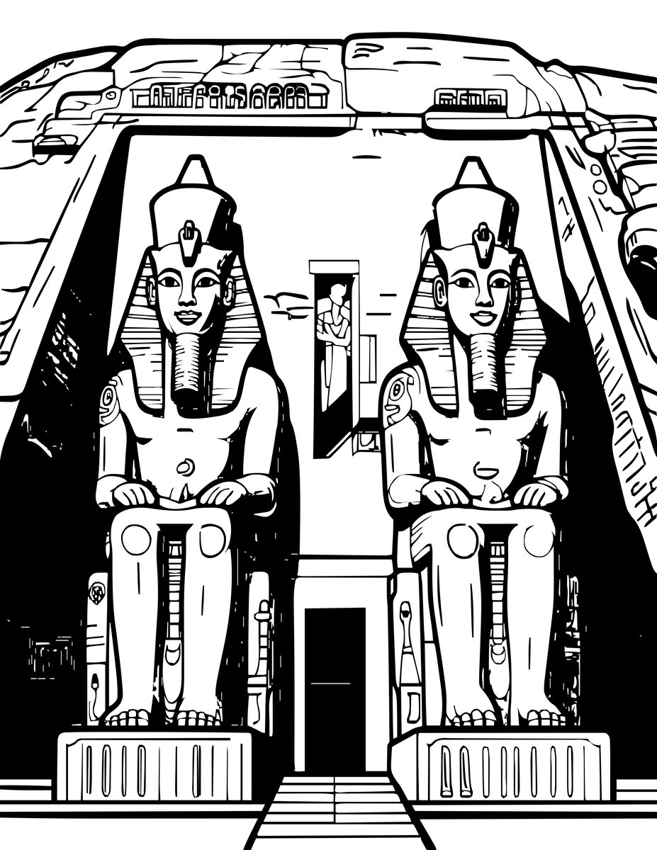 Abu Simbel - free printable coloring page