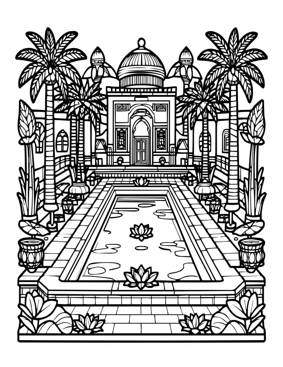 Egyptian Garden - free printable coloring page