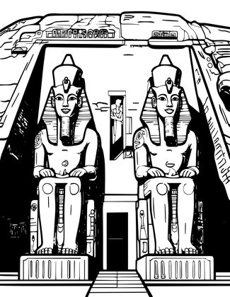 Abu Simbel - Free printable coloring page
