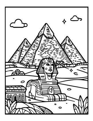 Egyptian Panorama - Free printable coloring page