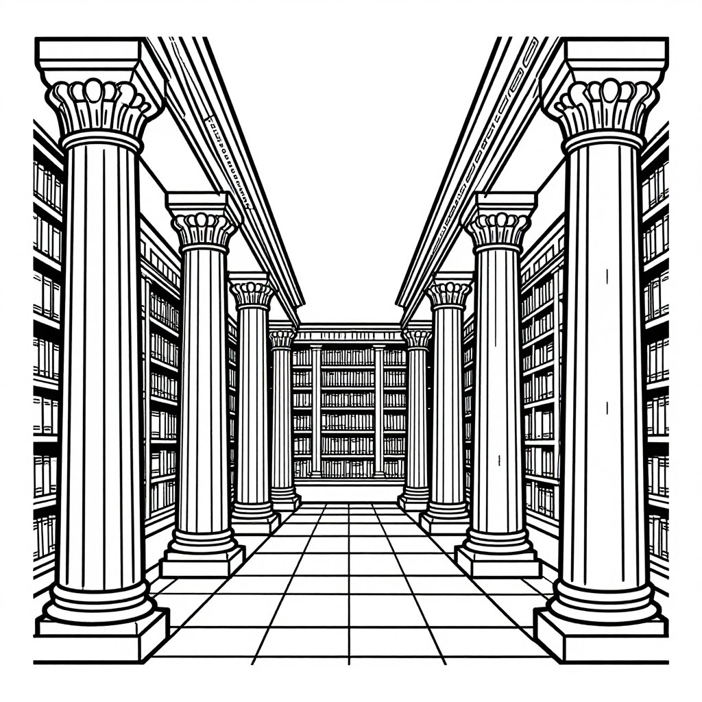 Library of Alexandria - free printable coloring page