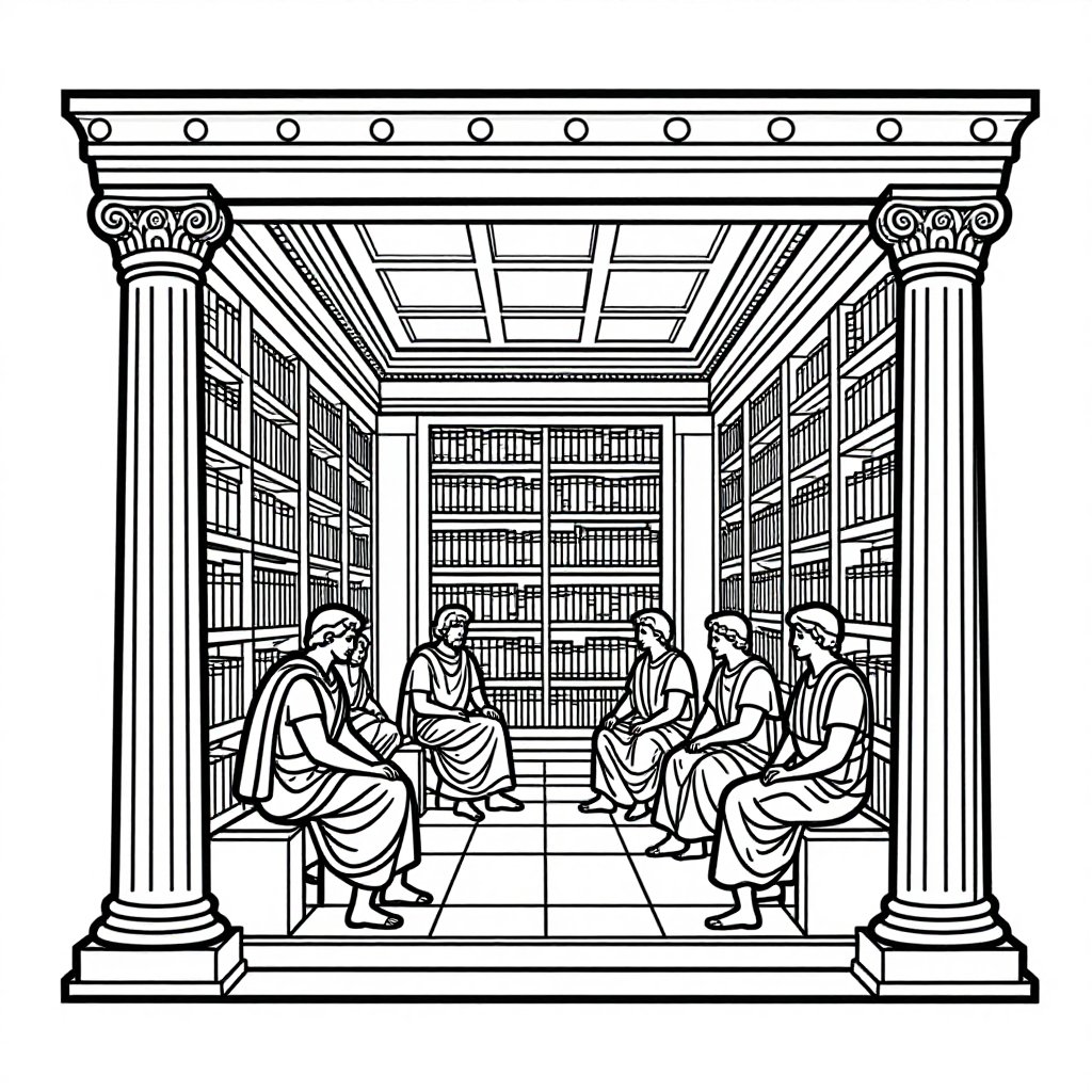 Persian Library - free printable coloring page