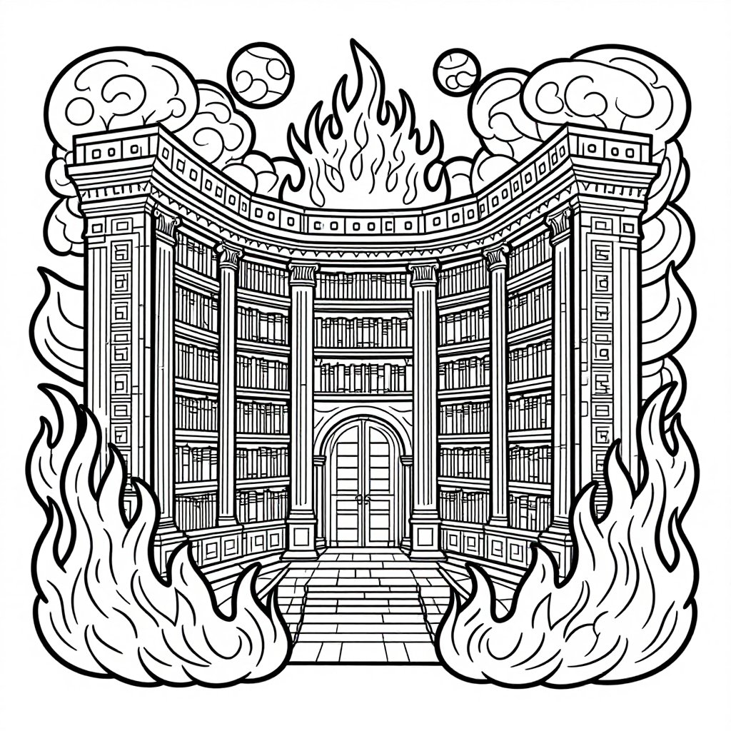 Library Map Room - free printable coloring page