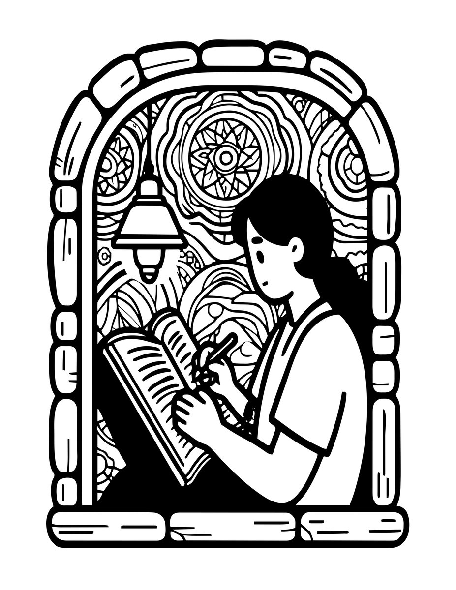 Reading Niche - free printable coloring page