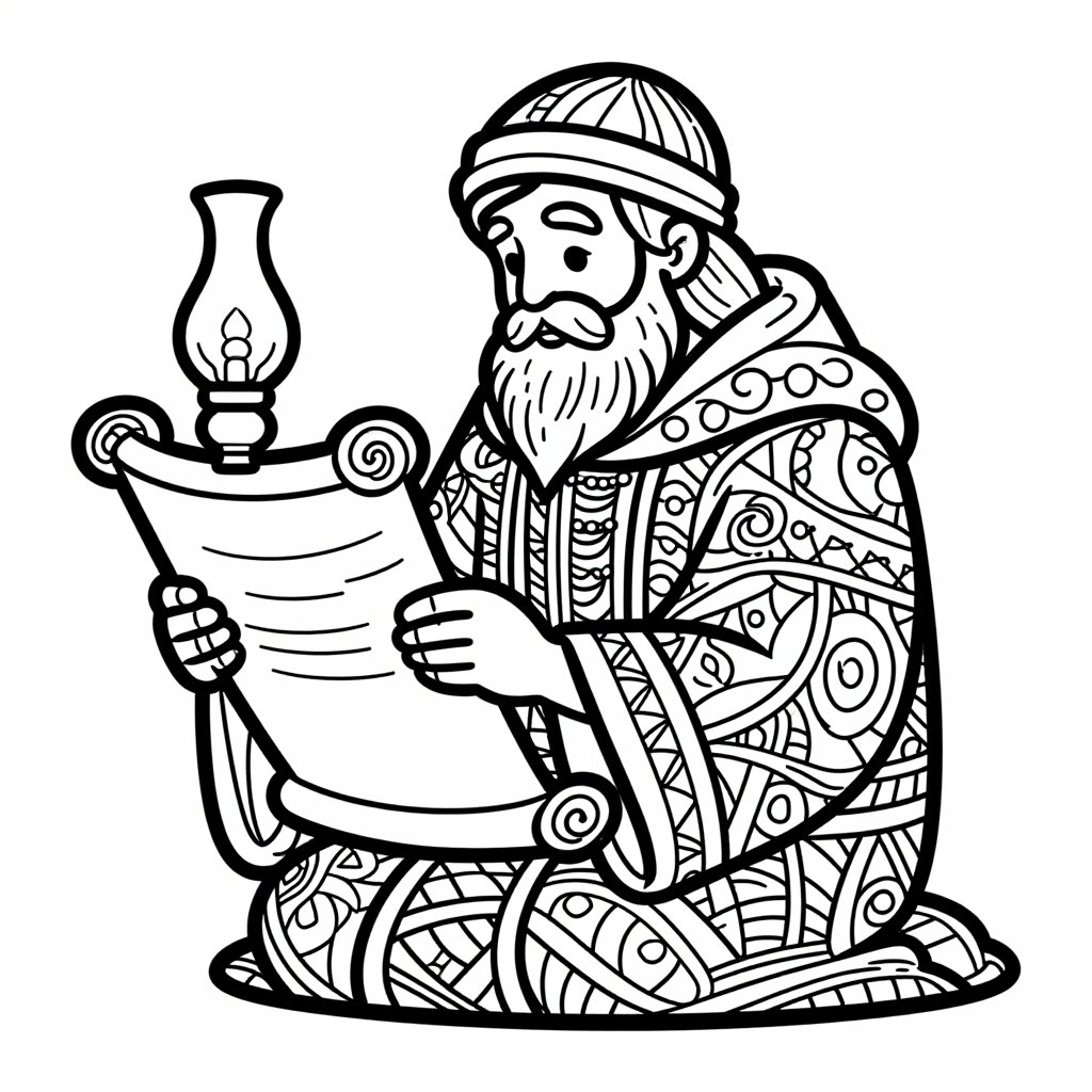 Scholar Reading - free printable coloring page