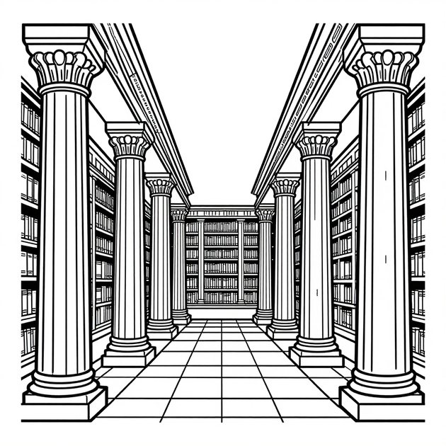 Library of Alexandria - Free printable coloring page