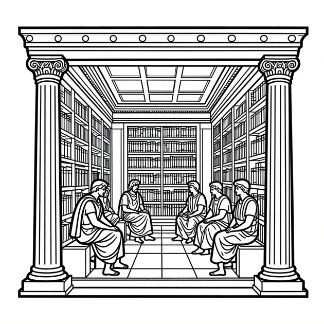 Persian Library - Free printable coloring page