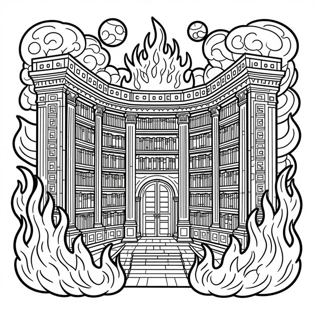 Library Map Room - Free printable coloring page