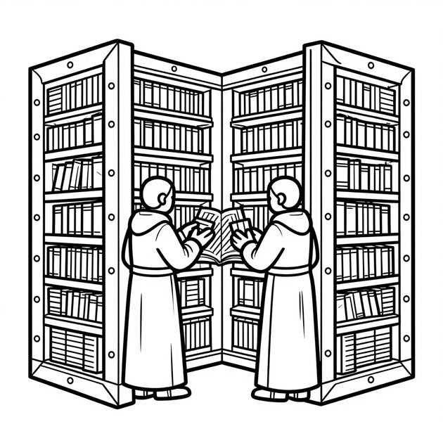 Library Fresco - Free printable coloring page