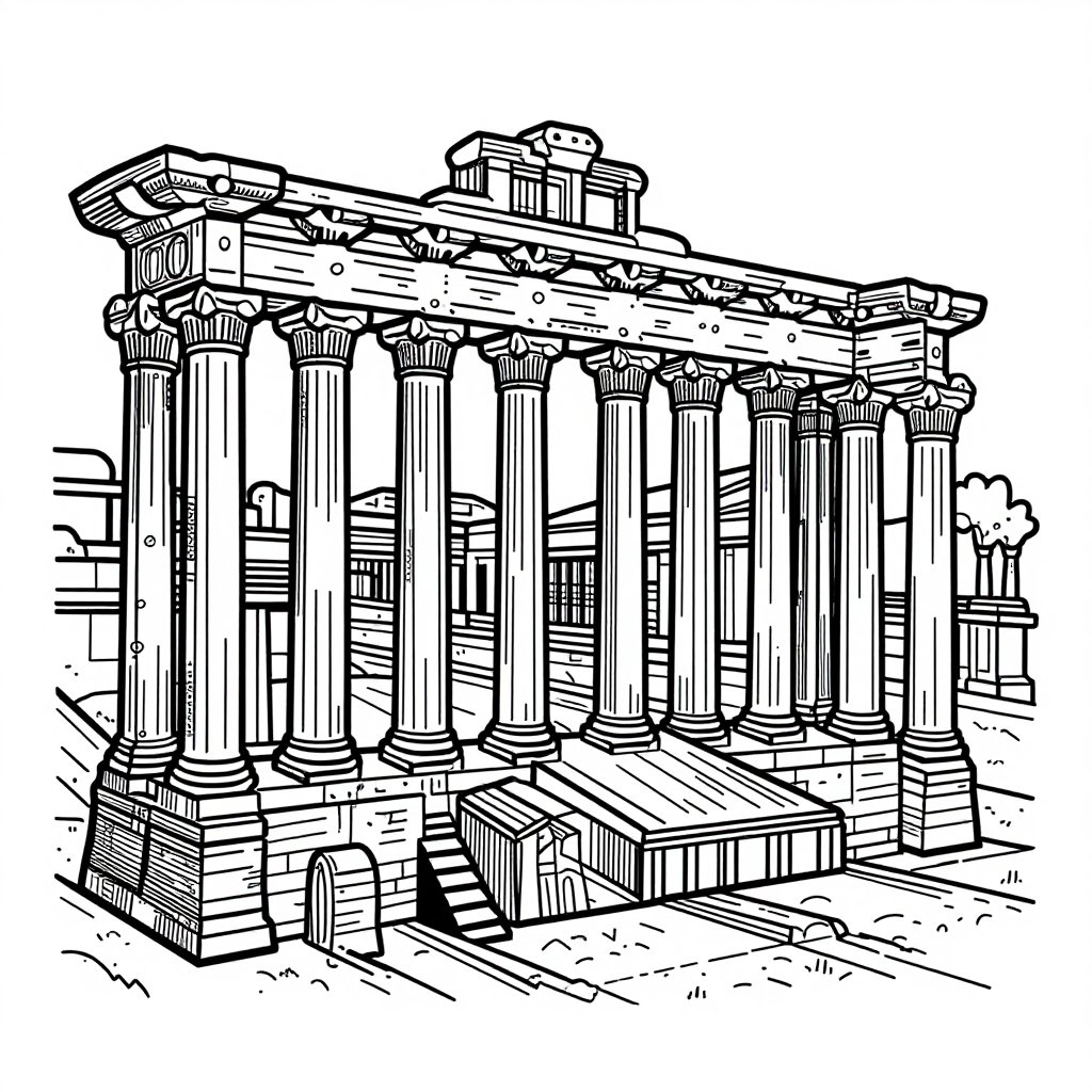 Roman Forum - free printable coloring page