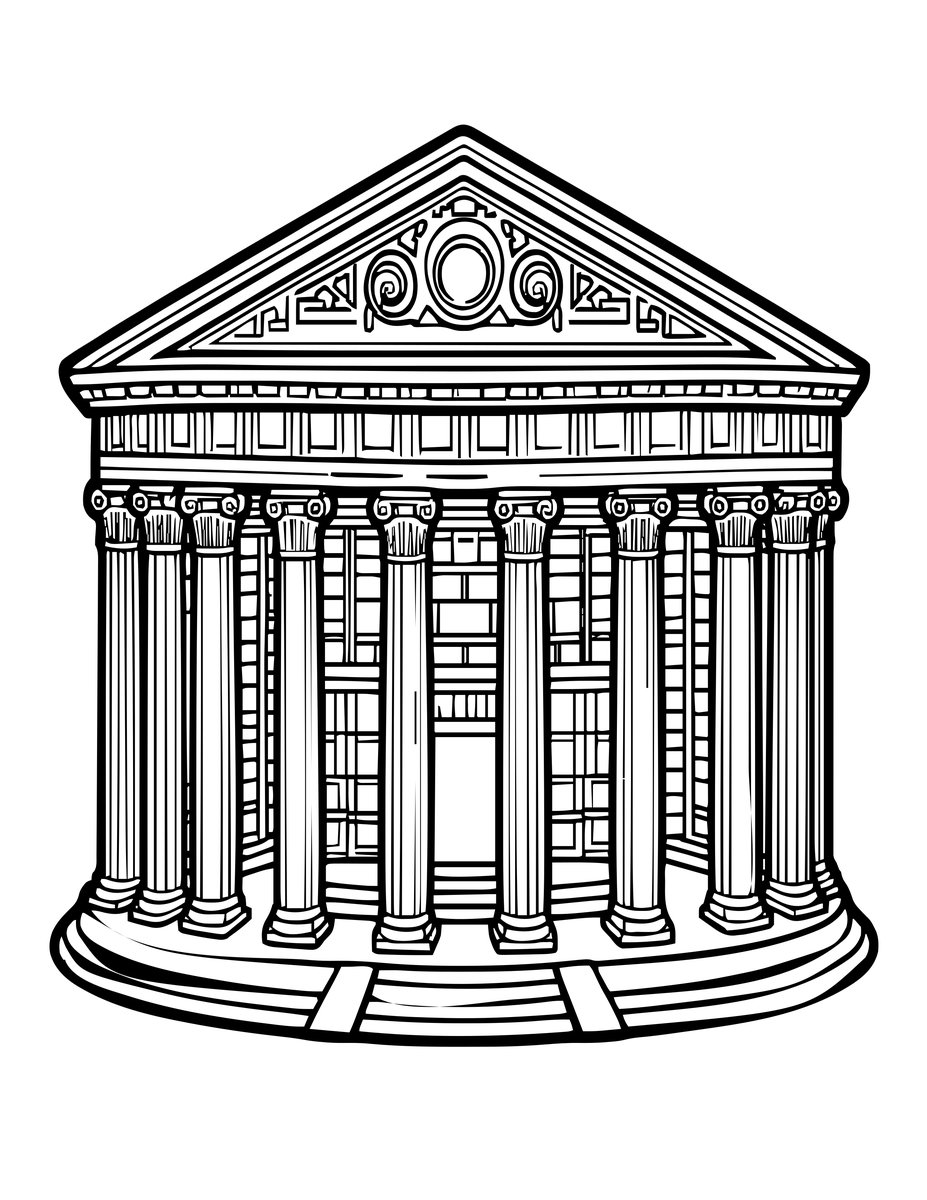 Vestal Virgin Temple - free printable coloring page