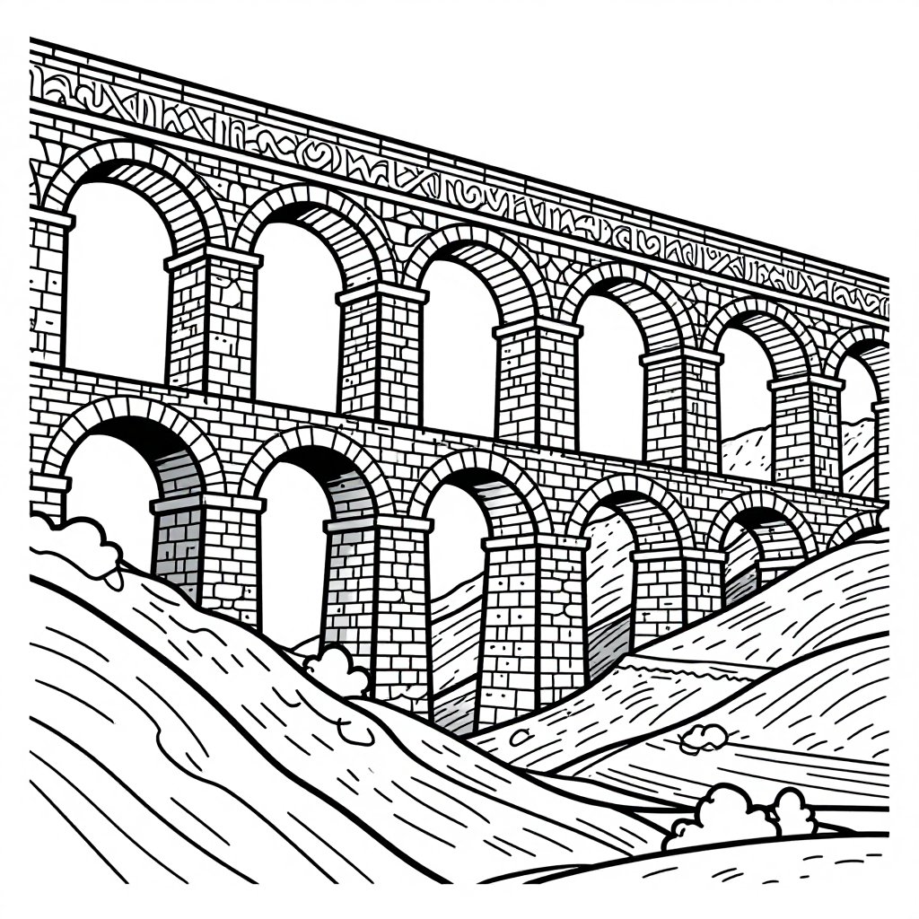 Aqueduct - free printable coloring page