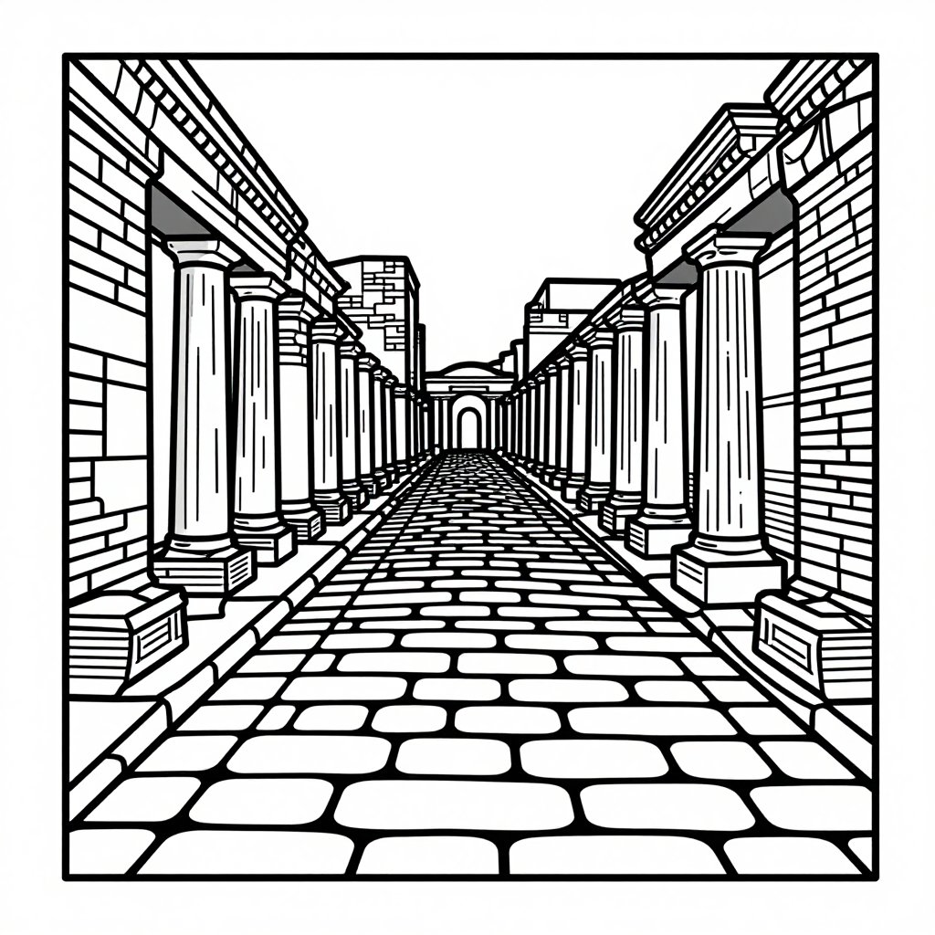 Pompeii Street - free printable coloring page