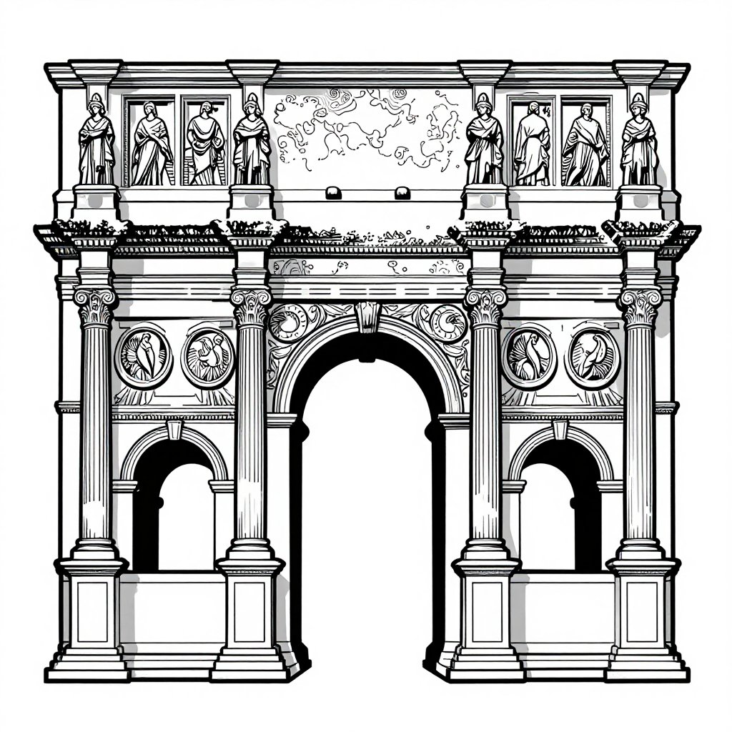 Arch of Constantine - free printable coloring page