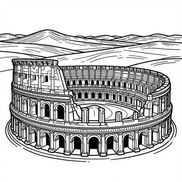 Roman Villa Garden - Free printable coloring page