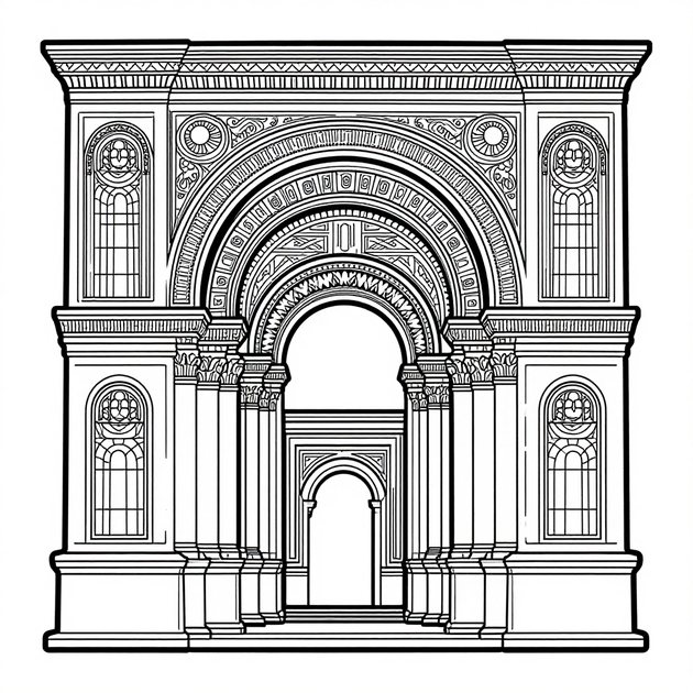 Baalbek Temple - Free printable coloring page