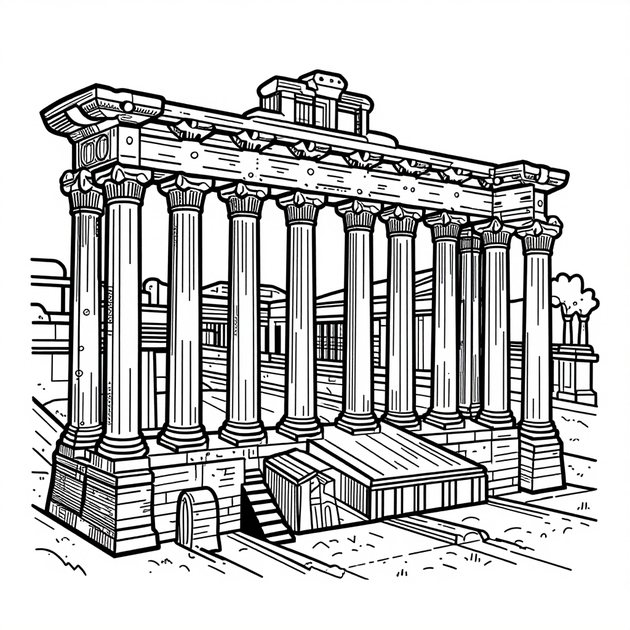 Roman Forum - Free printable coloring page