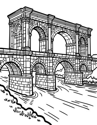 Roman Bridge - Free printable coloring page