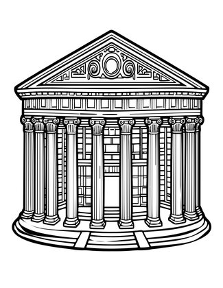 Vestal Virgin Temple - Free printable coloring page