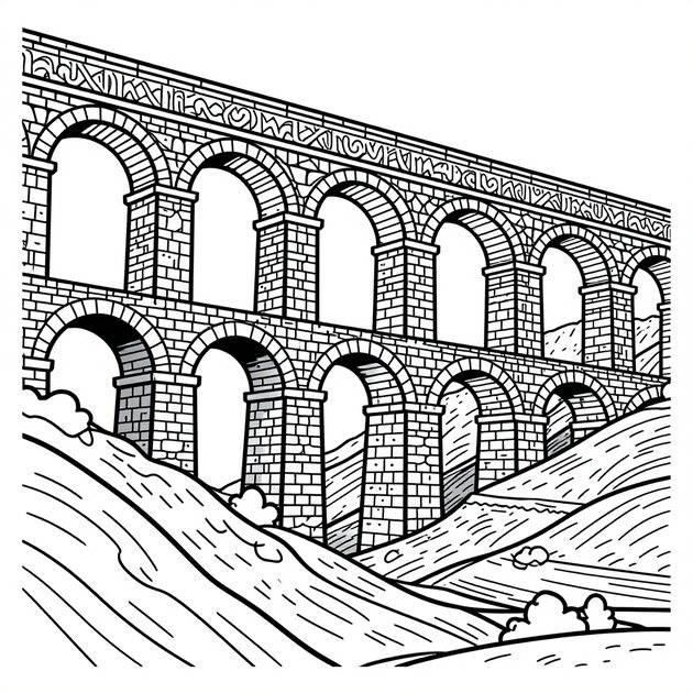 Aqueduct - Free printable coloring page