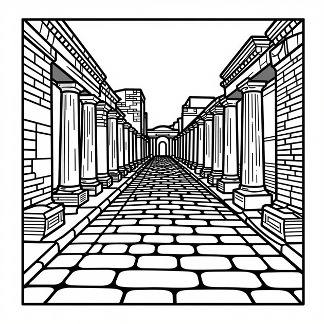 Pompeii Street - Free printable coloring page