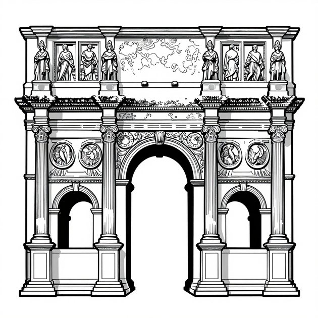 Arch of Constantine - Free printable coloring page
