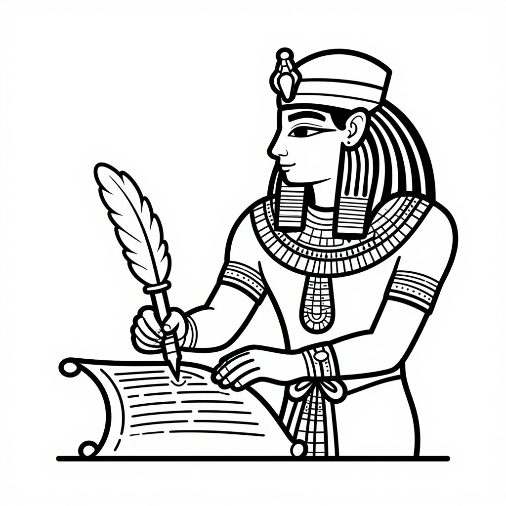 Scribe at Work - free printable coloring page