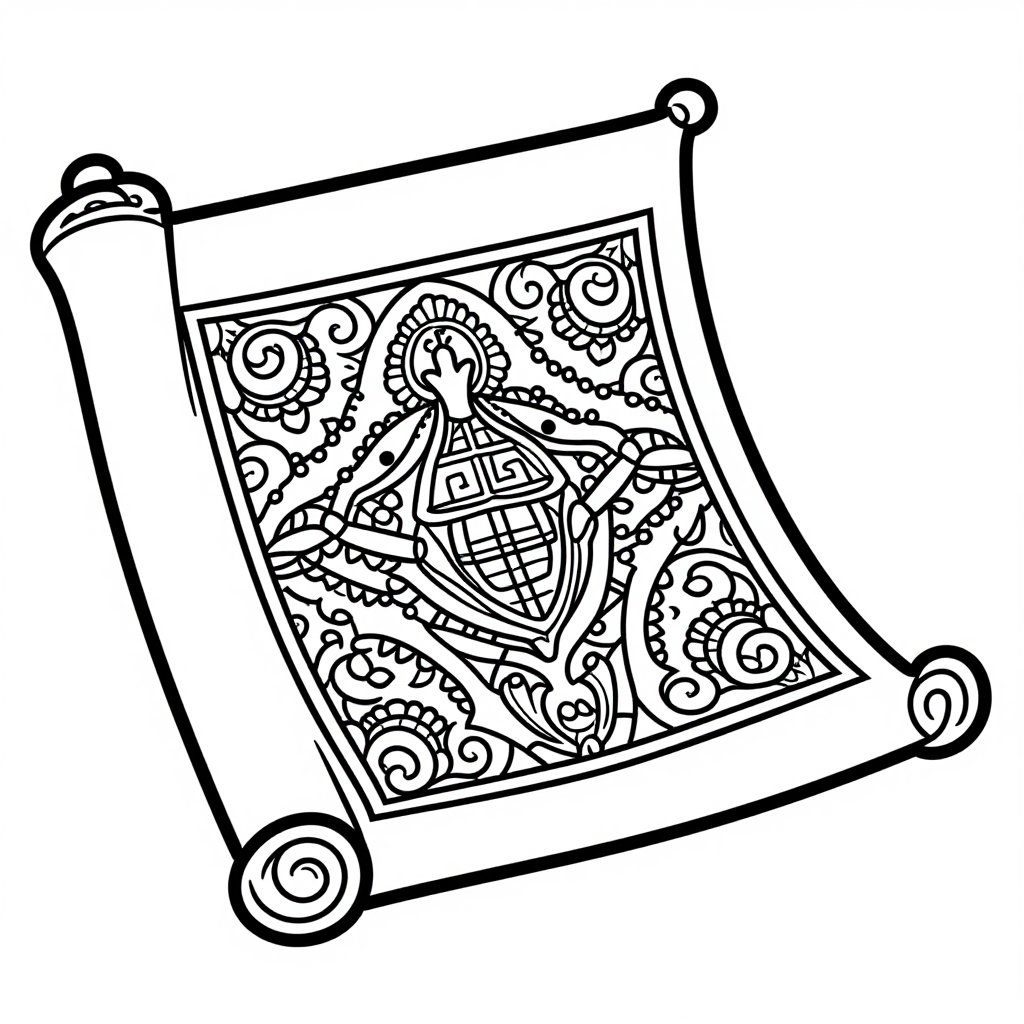 Unrolling Ceremony - free printable coloring page