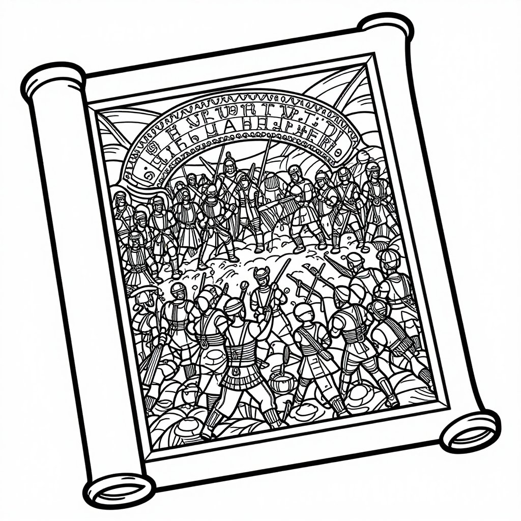 Scroll Writing Tools - free printable coloring page