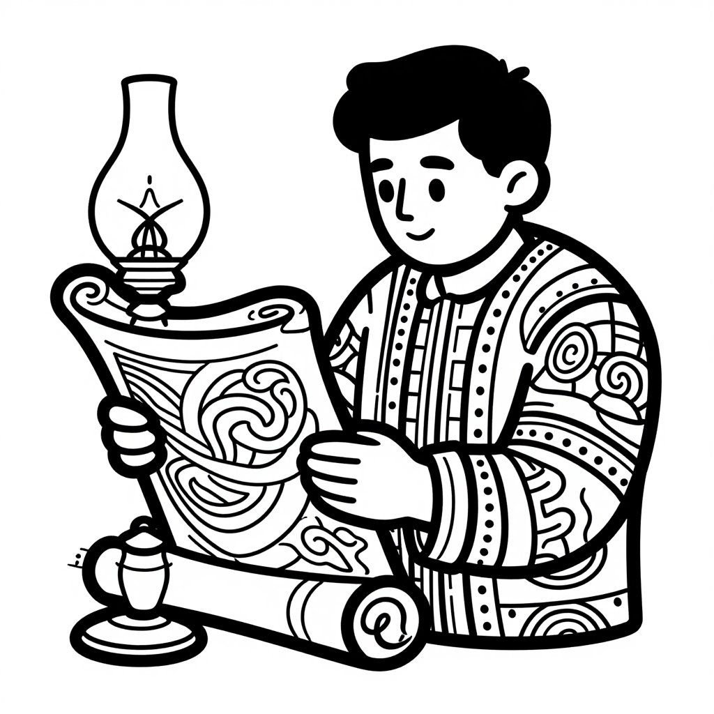 Astronomical Scroll - free printable coloring page