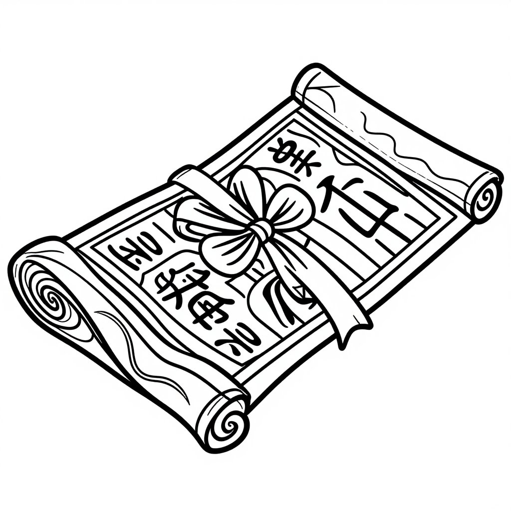 Chinese Silk Scroll - free printable coloring page