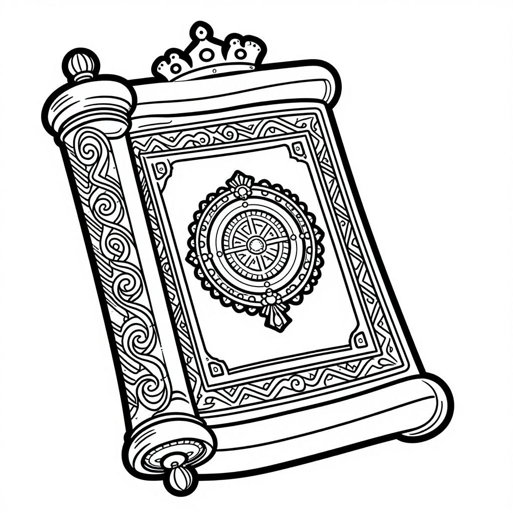 Torah Scroll - free printable coloring page