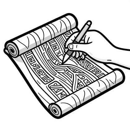 Scroll and Candle - Free printable coloring page