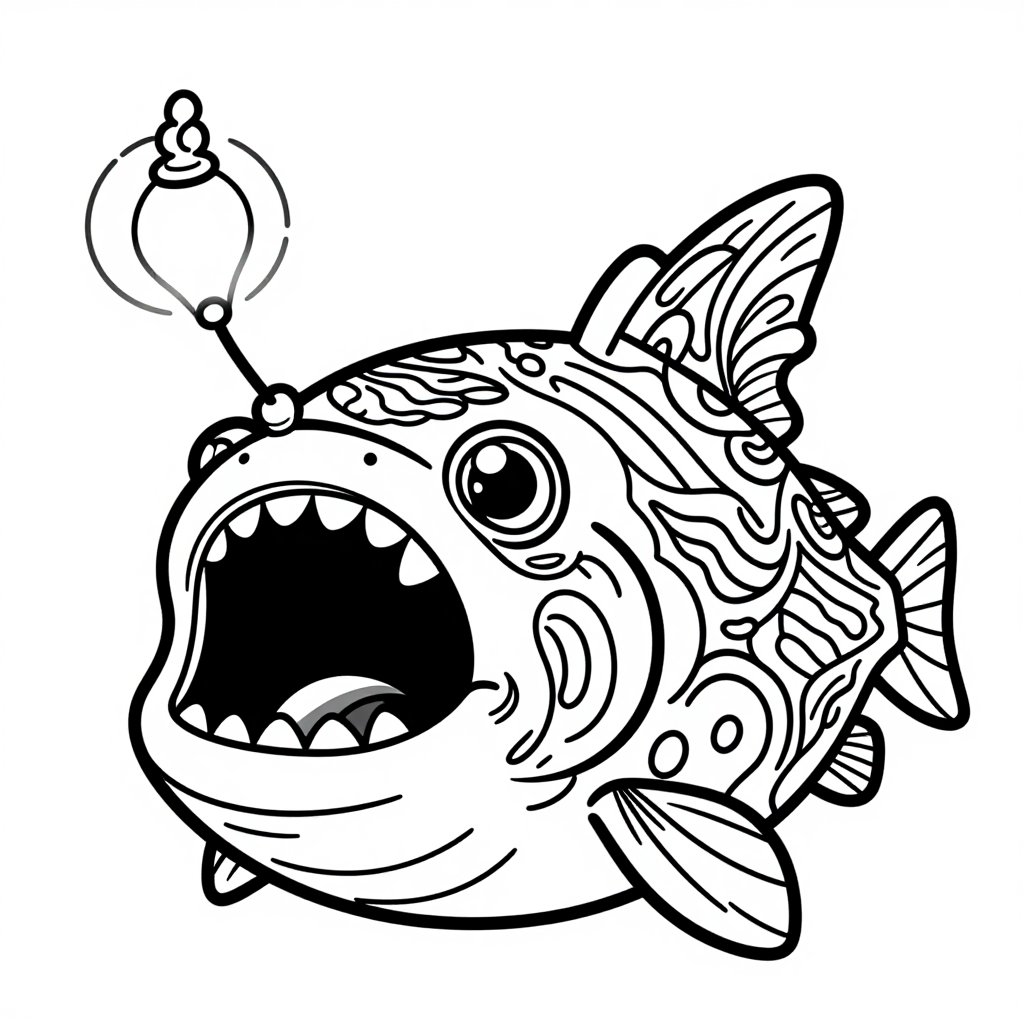 Anglerfish Hunter - free printable coloring page